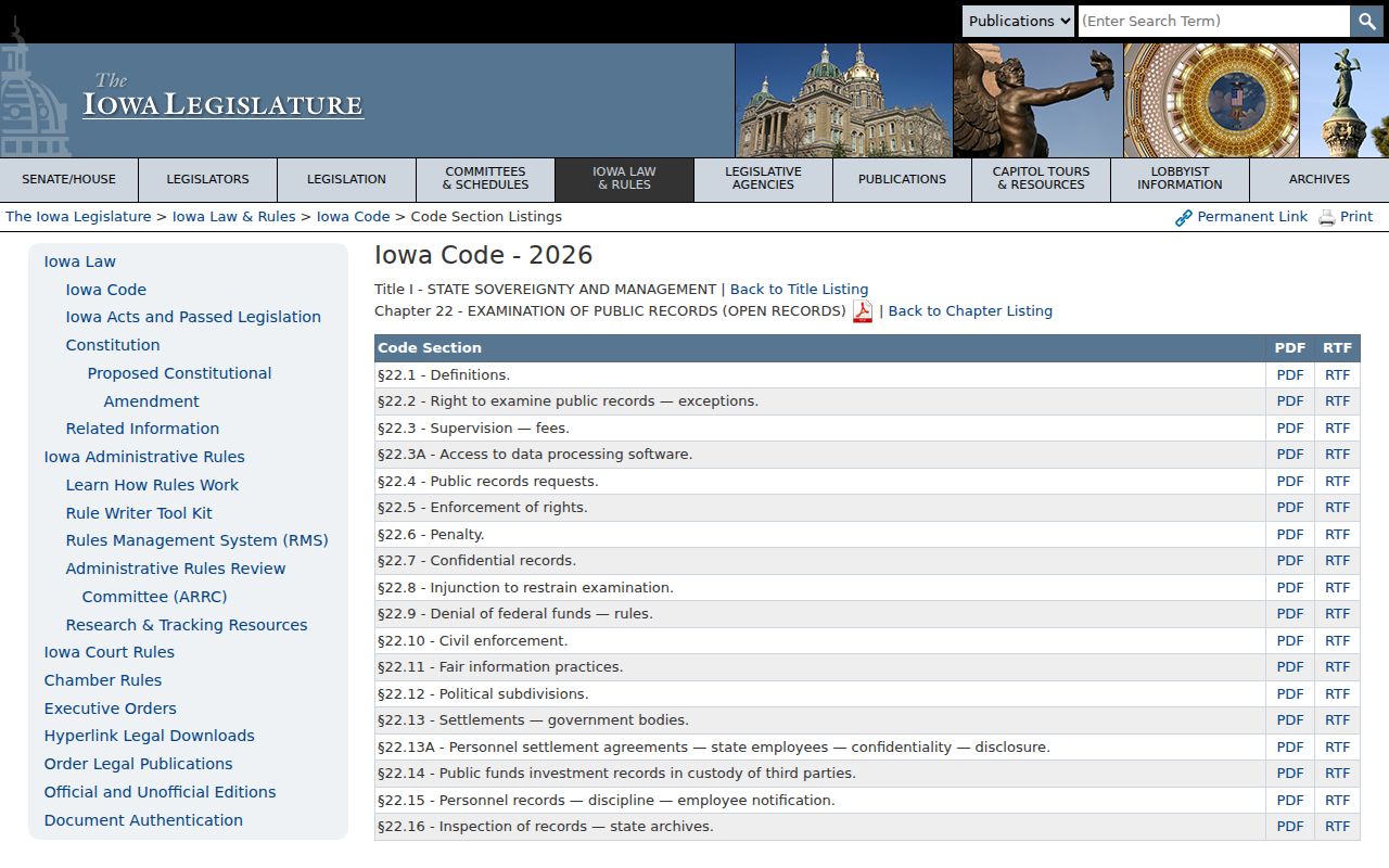 Current Iowa Open Records Law for George public criminal records