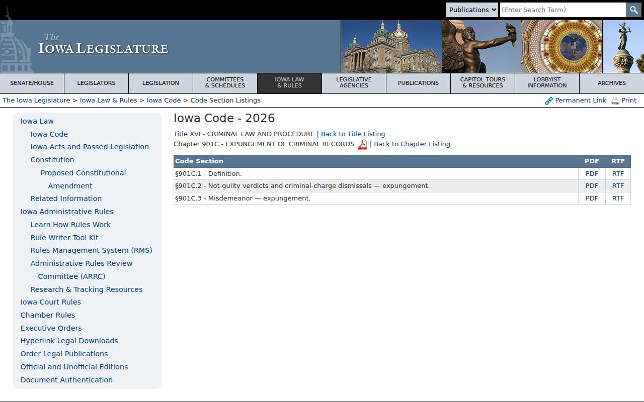 Current Iowa expungement law for qualifying Inwood criminal records
