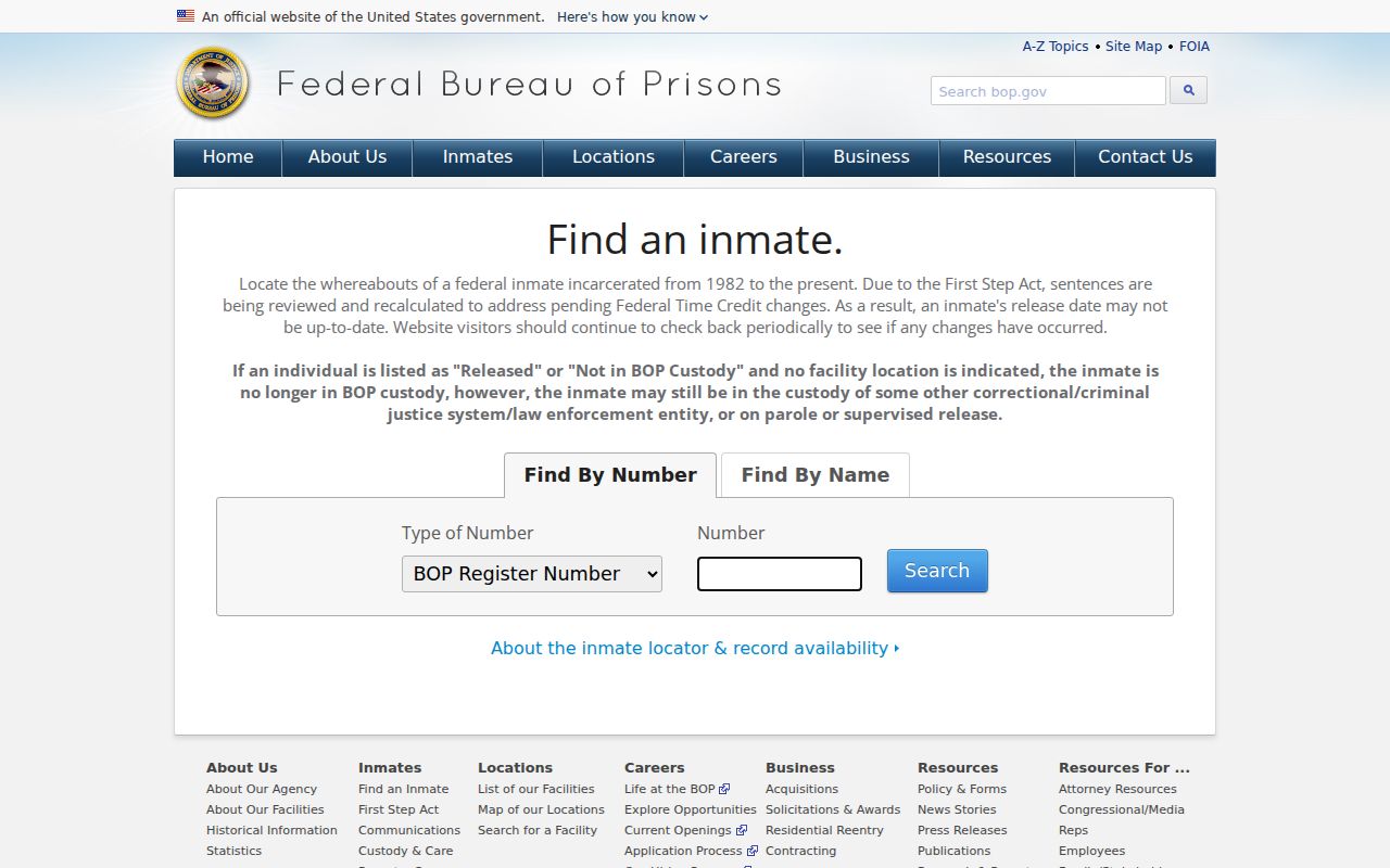 Official federal inmate locator for custody after an Inwood-area federal case