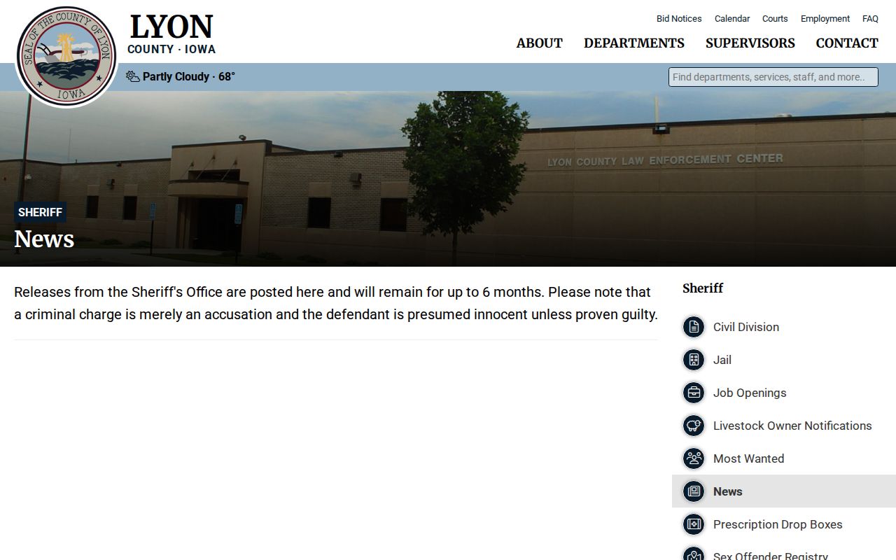 Official Lyon County Sheriff arrest news and incident releases