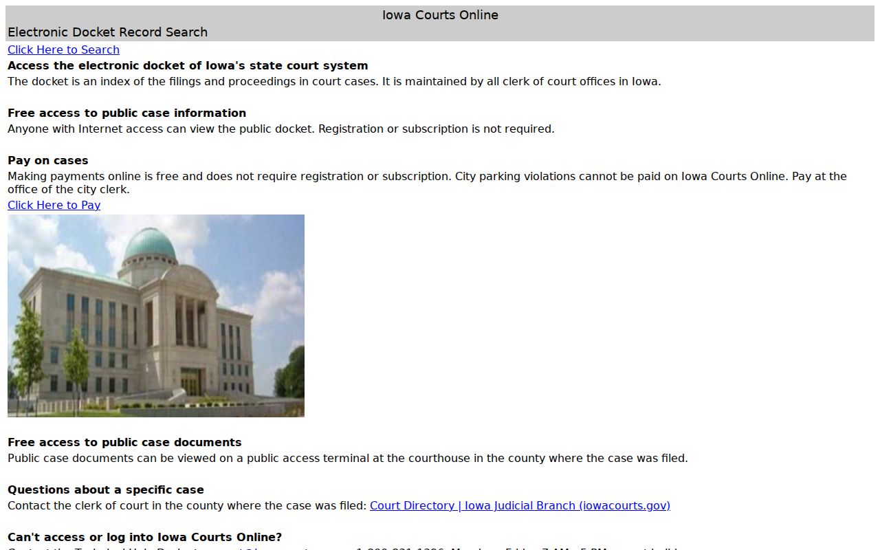 Iowa Courts Online search for Lyon County criminal case records