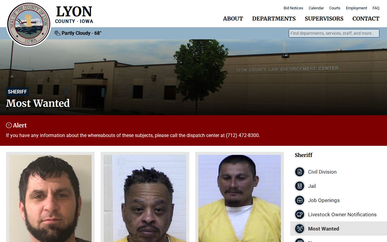 Lyon County Sheriff most wanted channel related to offender compliance